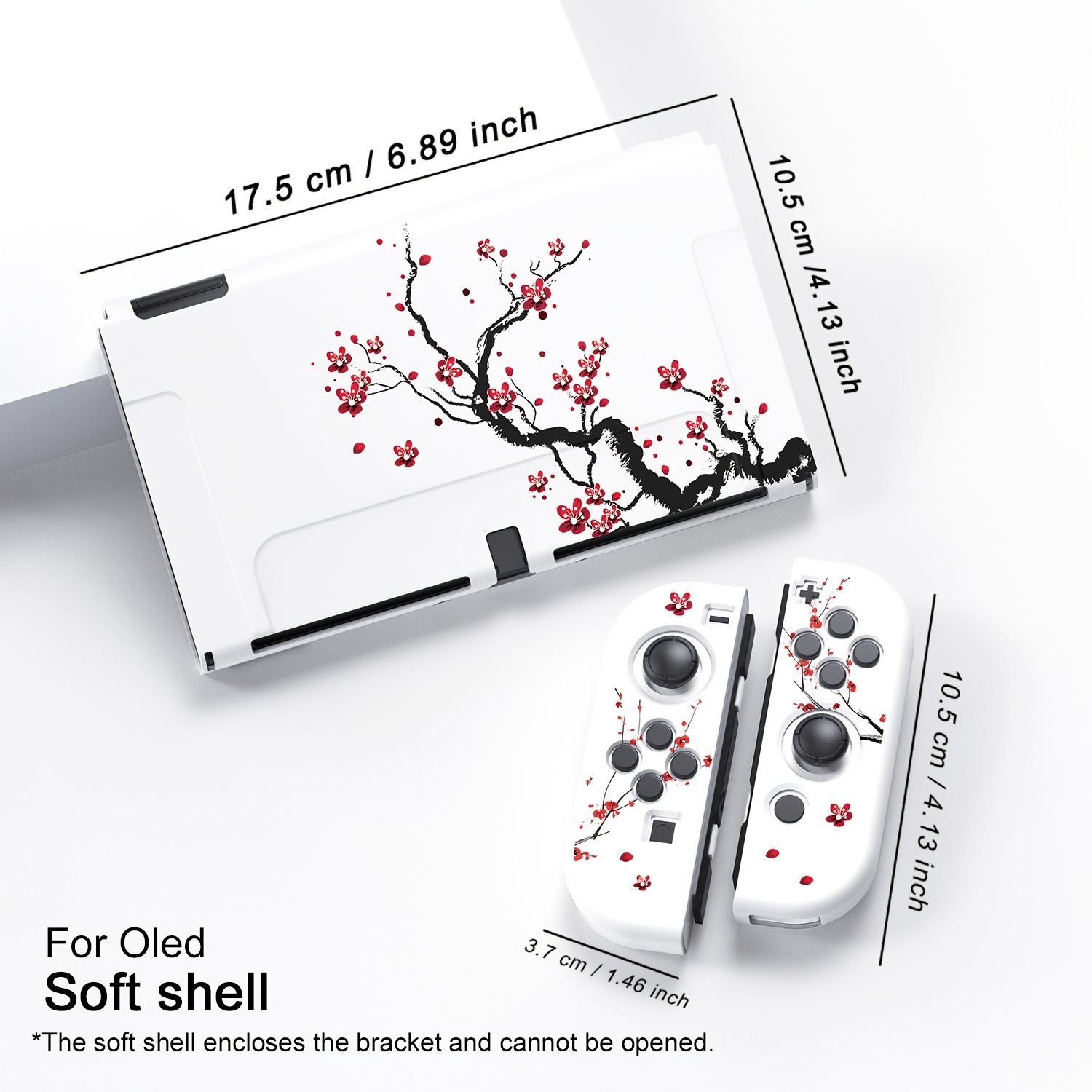 

1pc Tpu Protective Case Switch Oled/ns, Lightweight Design With Plum Pattern, Cover With Branch And Flower Motif