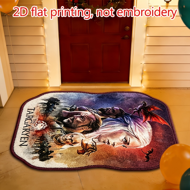 2D Platte Warner Bros. Polyester Vezel Mat, 2D Plat Ontwerp, Game of Thrones Design Stijl, Zacht Indoor Tapijt voor Huisdecoratie, Zachte Polyester Mat, Ideaal Cadeau, Leuk Ontwerp, Irregulair Vormige Mat, Warner Bros. Deurmat, Badkamer Decor