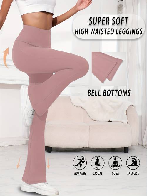 womens super soft high waist flare pants leggings tummy control soft bootleg bell
