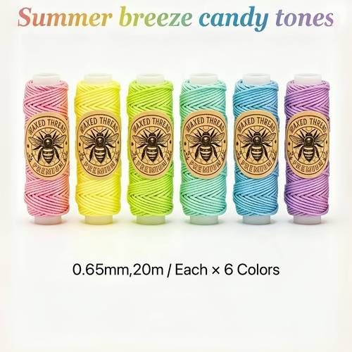 6 rolls of multi beeswax thread 0 65mm 20m per roll knitting bracelets and wallets sewing crafts macrame and embroidery durable and comfortable