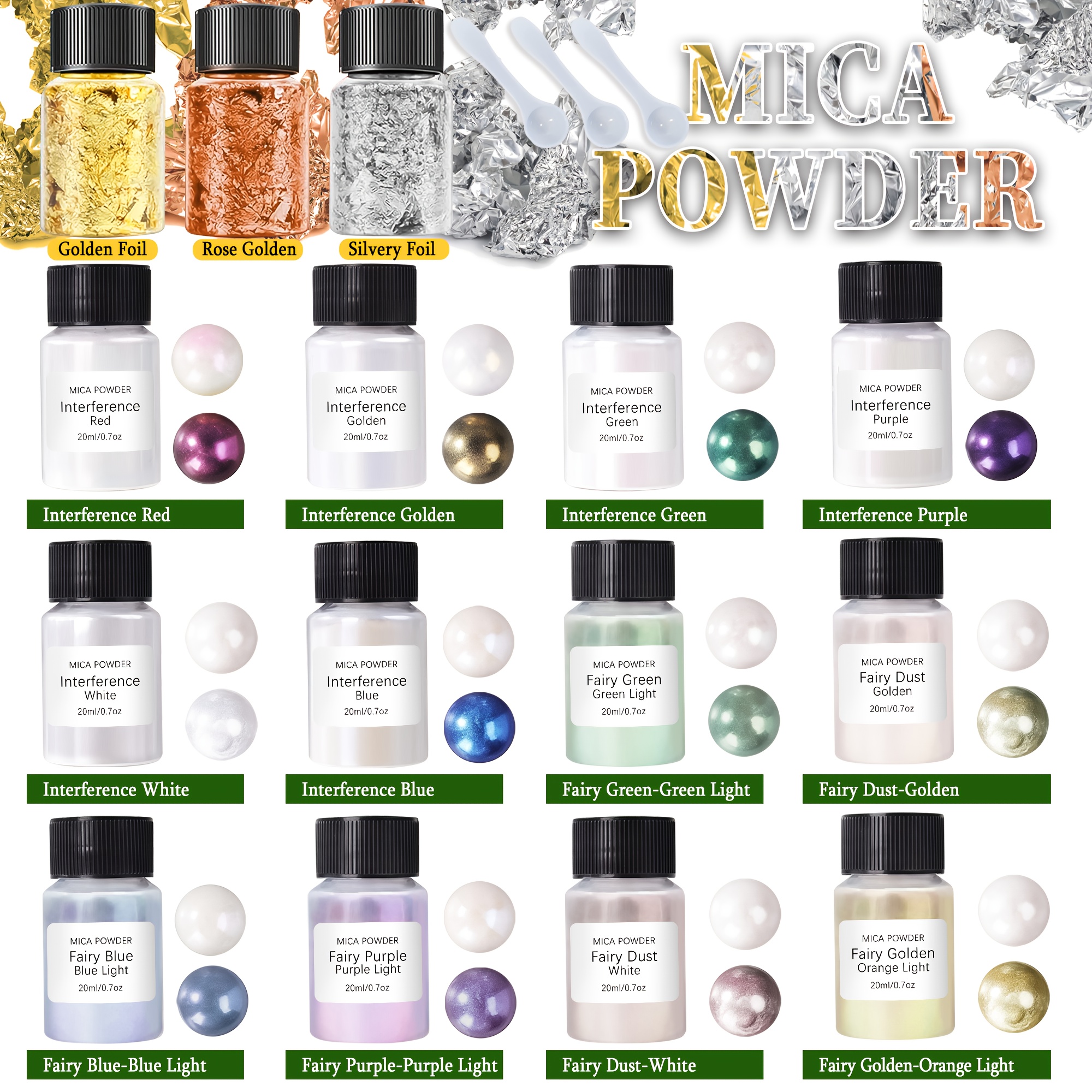 15 Colors Magic Aurora Mica Powder, Mica Powder, Shimmer Mica Powder Used For Coloring Resin Artwork, Car Spray Paint, Candles, Pearlescent Effect Pigment For Epoxy Resin, Jewelry Making, Slime, Paint