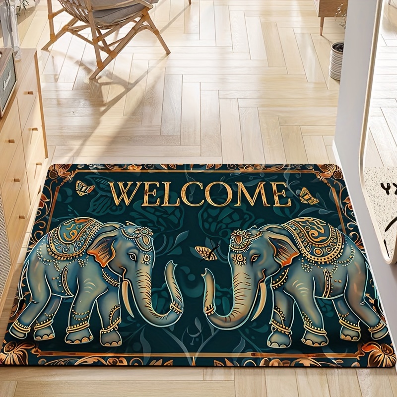 

Classic Elephant Design Kitchen, Living Room, Or Bedroom Rug - 8mm Thick, Soft, And Machine Washable - Rectangular Shape - Suitable For Entryways And Indoor Use - Available In Various Sizes