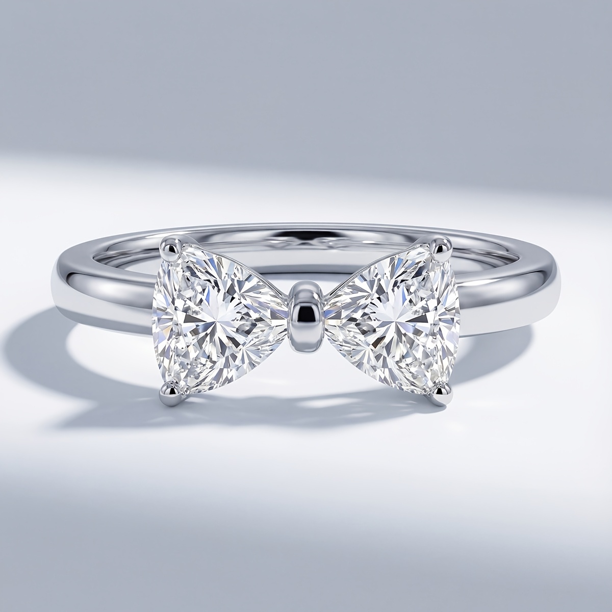 Women's Noble Luxury Triangle Bow Promise Engagement Ring