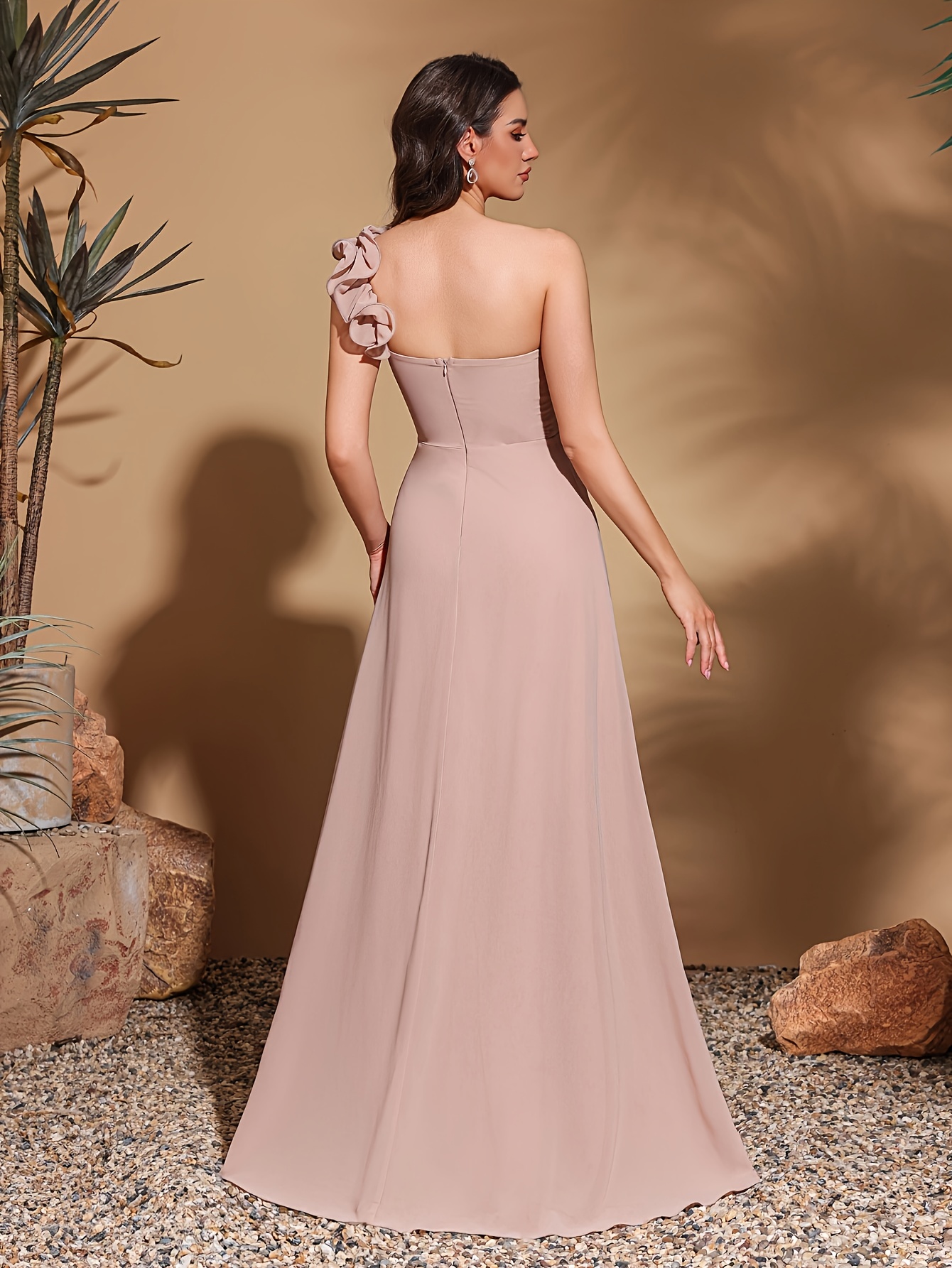 one shoulder large lace chiffon dress women's - Temu Germany