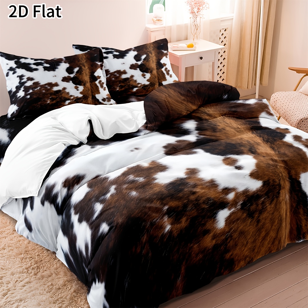 TEMU 3pcs 2d Flat Set Pattern Animal Printing Bedding, Soft And Comfortable Quilt Duvet Cover, Suitable For Bedrooms, Rooms, Dormitories,