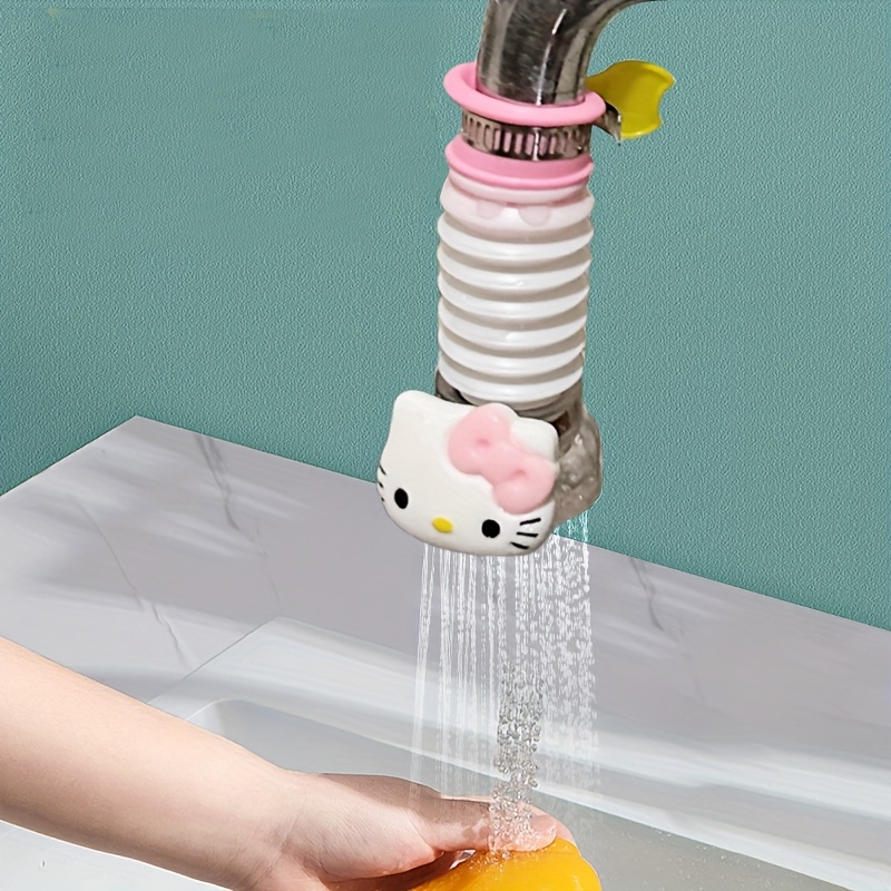 Hello Kitty Kitchen Faucet Adapter - Multi-Function Spray Attachment with Adjustable Size, Pink & White Plastic Design for Easy Installation, Perfect for Washing Dishes & Rinsing Fruits, Kitchen Sink Faucet