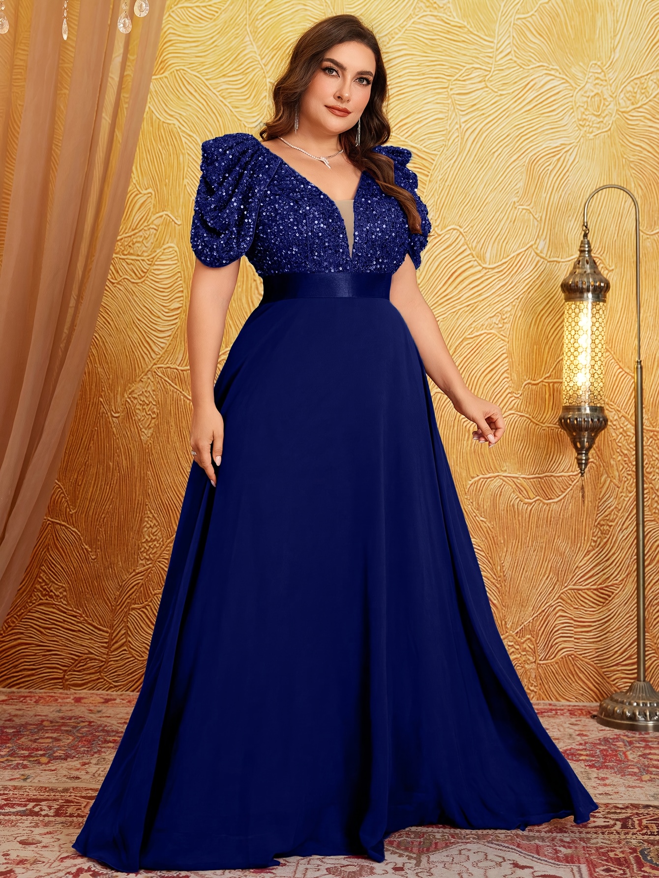 plus size plus size plus size womens v neck puff sleeve - Temu Canada