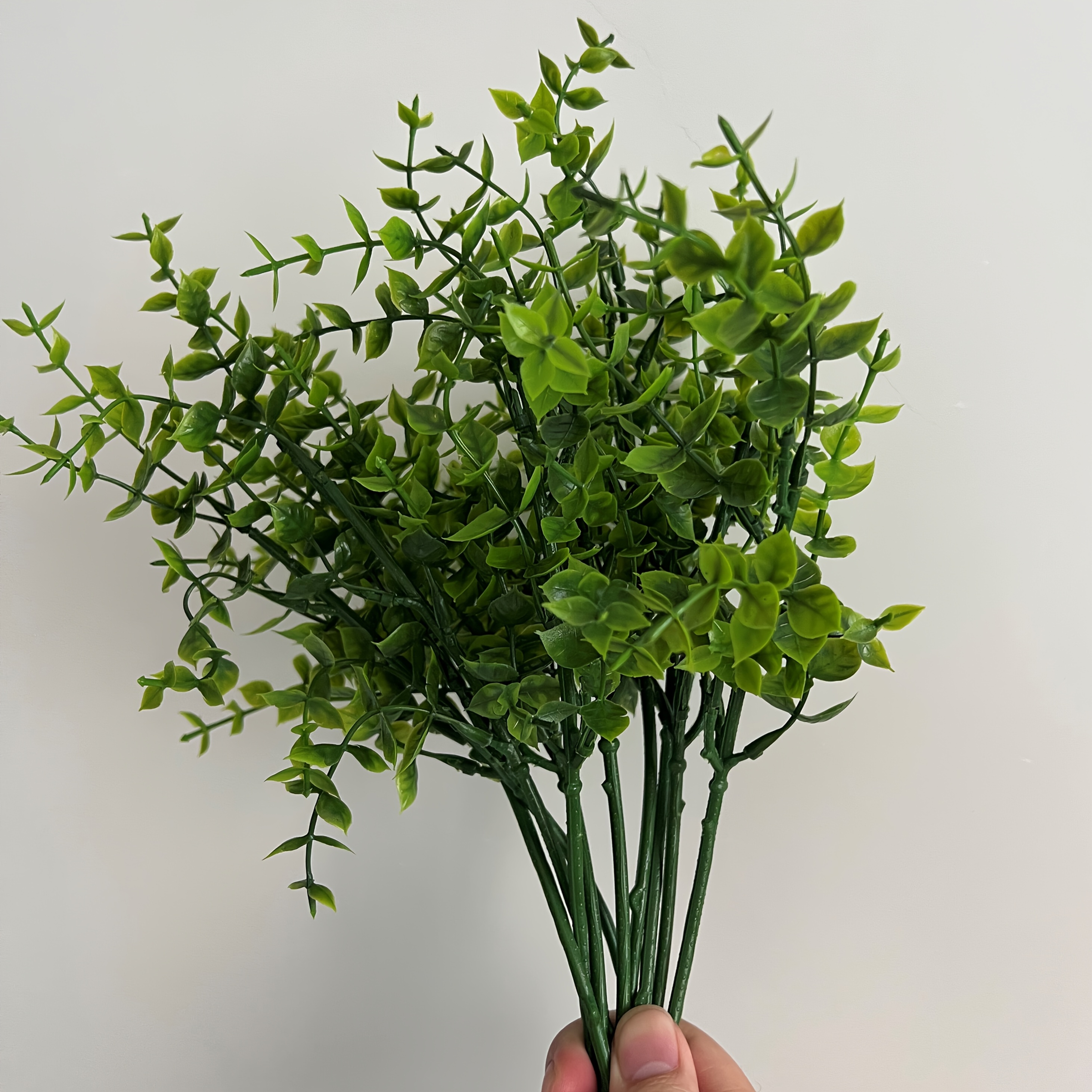 13pcs Outdoor Artificial Boxwood Stems, Fade-resistant Plastic Faux Plants In Sunlight, Fake Leaf Shrub Greenery, Suitable For , Garden, Office, Patio, Wedding, Farmhouse Indoor Decor