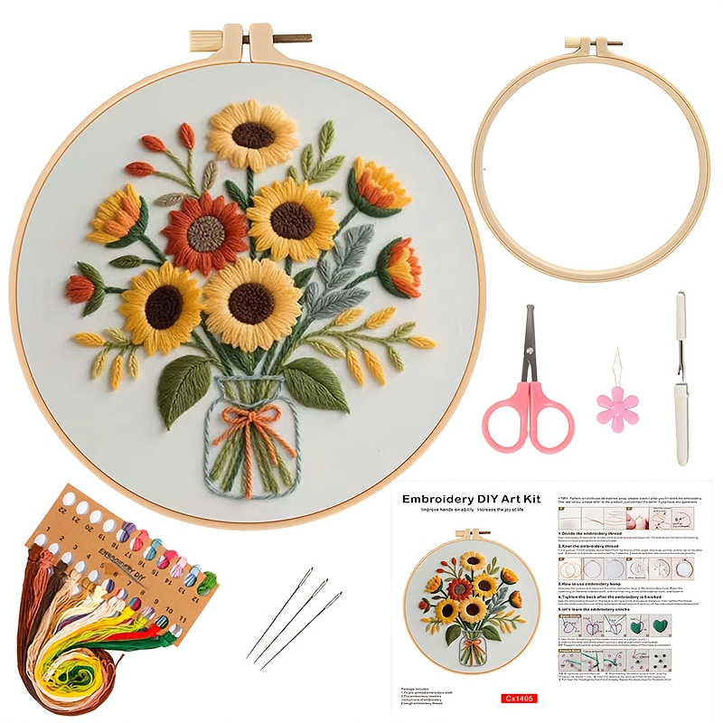 Sunflower Patterns Embroidery Kits for Beginners