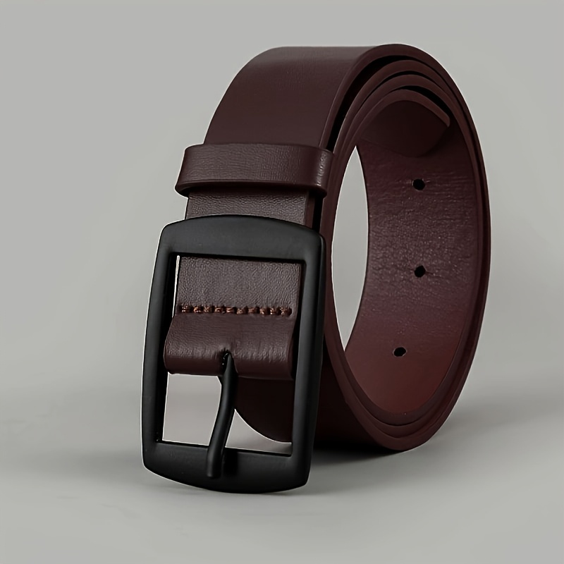 1 Men's fashionable PU belt, simple retro design, smooth buckle, suitable for Men's daily life, leisure time, parties, holidays, work, Valentine's Day