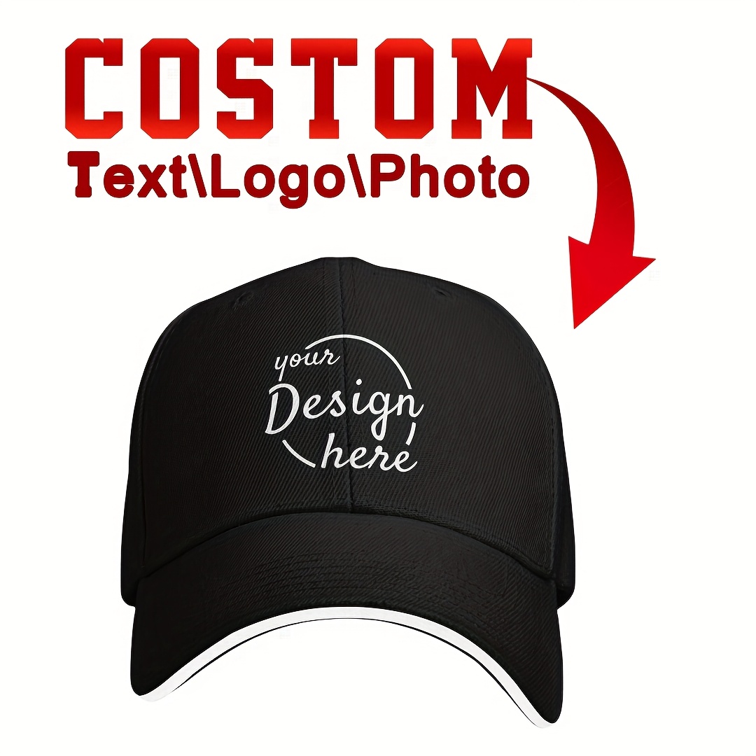 

Custom Baseball Cap With Your Text Photo , Personalized Stylish Adjustable Casquette For Men Women, Create Your Own Hat, Dad Hat For Casual Outdoor Sports-black