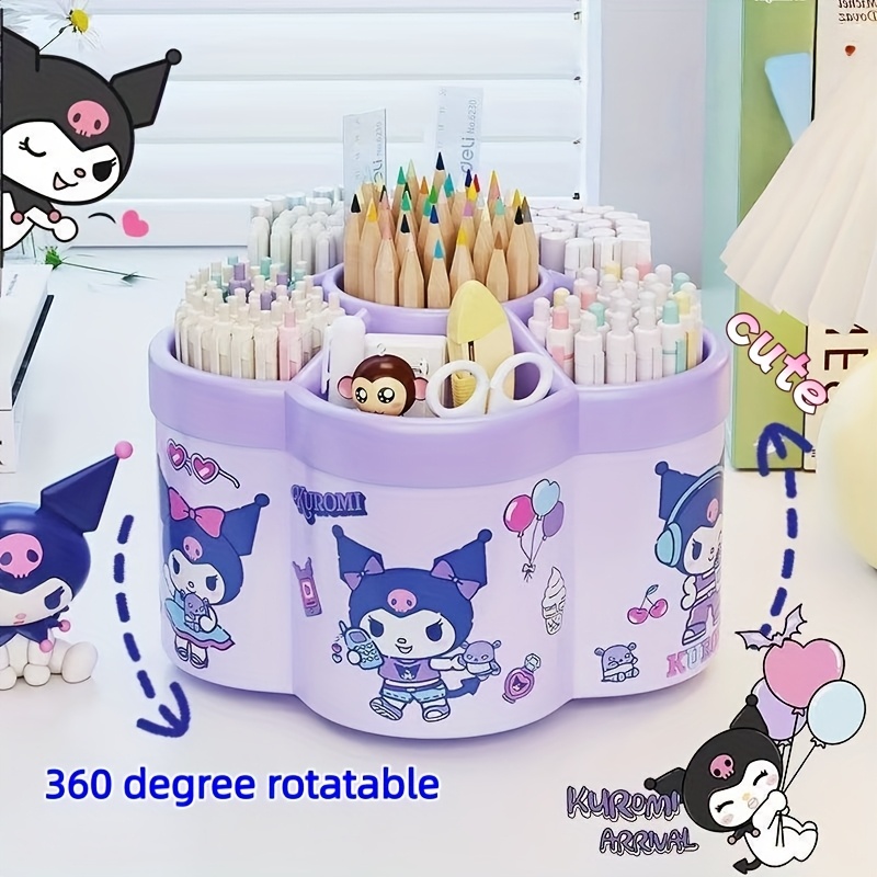 & Kuromi Multifunctional Extra Large Capacity Storage Box Pen Holder - Rotatable , Organized Storage, Large Opening Design For , Cute Kuromi Pen Holder, Multi-scene Use