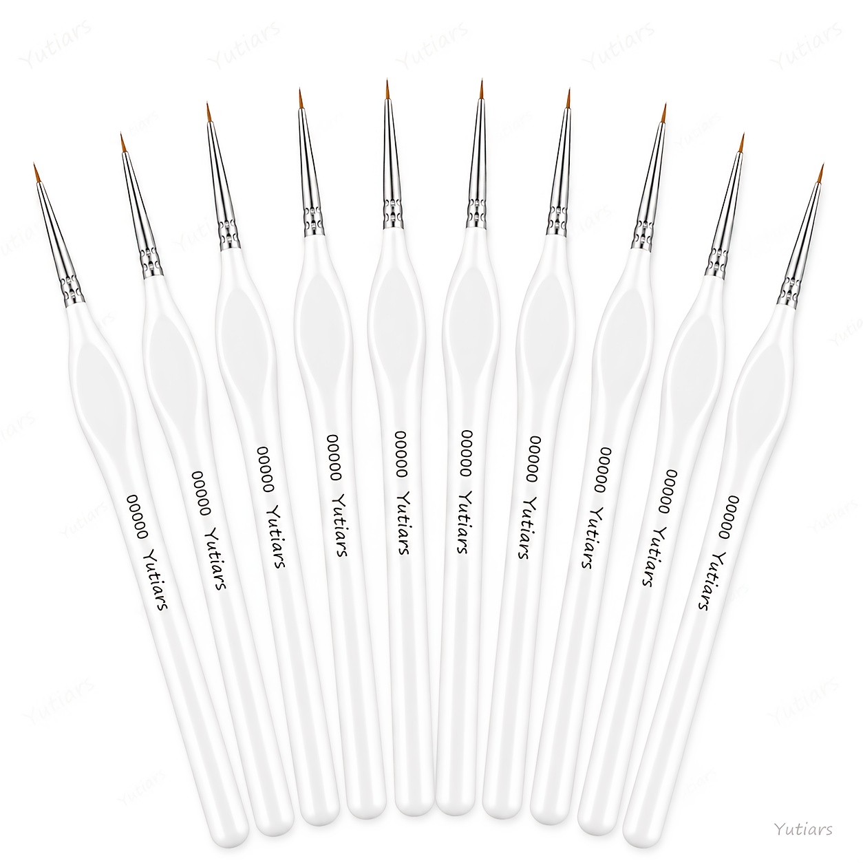 TEMU 10pcs White Extra Fine Detail Miniature Paint Brush Set With Tips For Models And Paint By Numbers For Adults - Suitable For Acrylic, Watercolor,