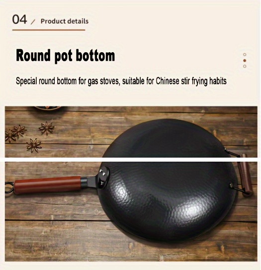 1pc handmade   iron pot flat bottom   pot no coating non stick suitable for induction cooker electric stove gas stove halogen stove   multifunctional 12 13 inches kitchen utensils details 10