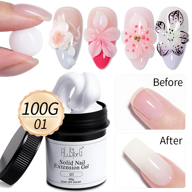 Awstorg 100g 3d Shaping Sculpting Solid Gel Nail Polish White Hand Extension Gel Builder Nail Extensions Gel