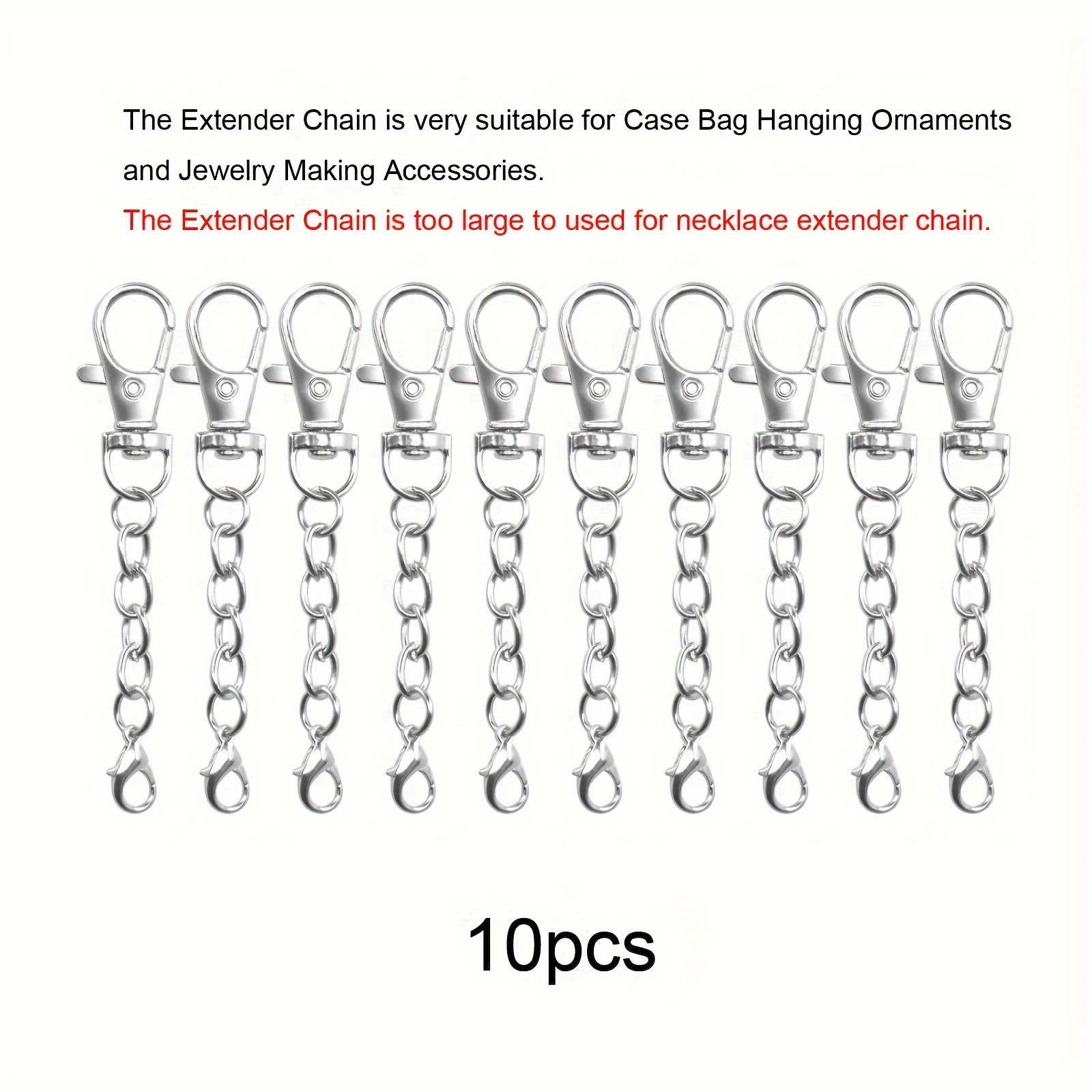 Image of 3/10pcs Golden Silvery Rotatable Hook With Chain And Little Lobster Clasp For Case Bag Hanging Ornaments And Jewelry Making Accessories