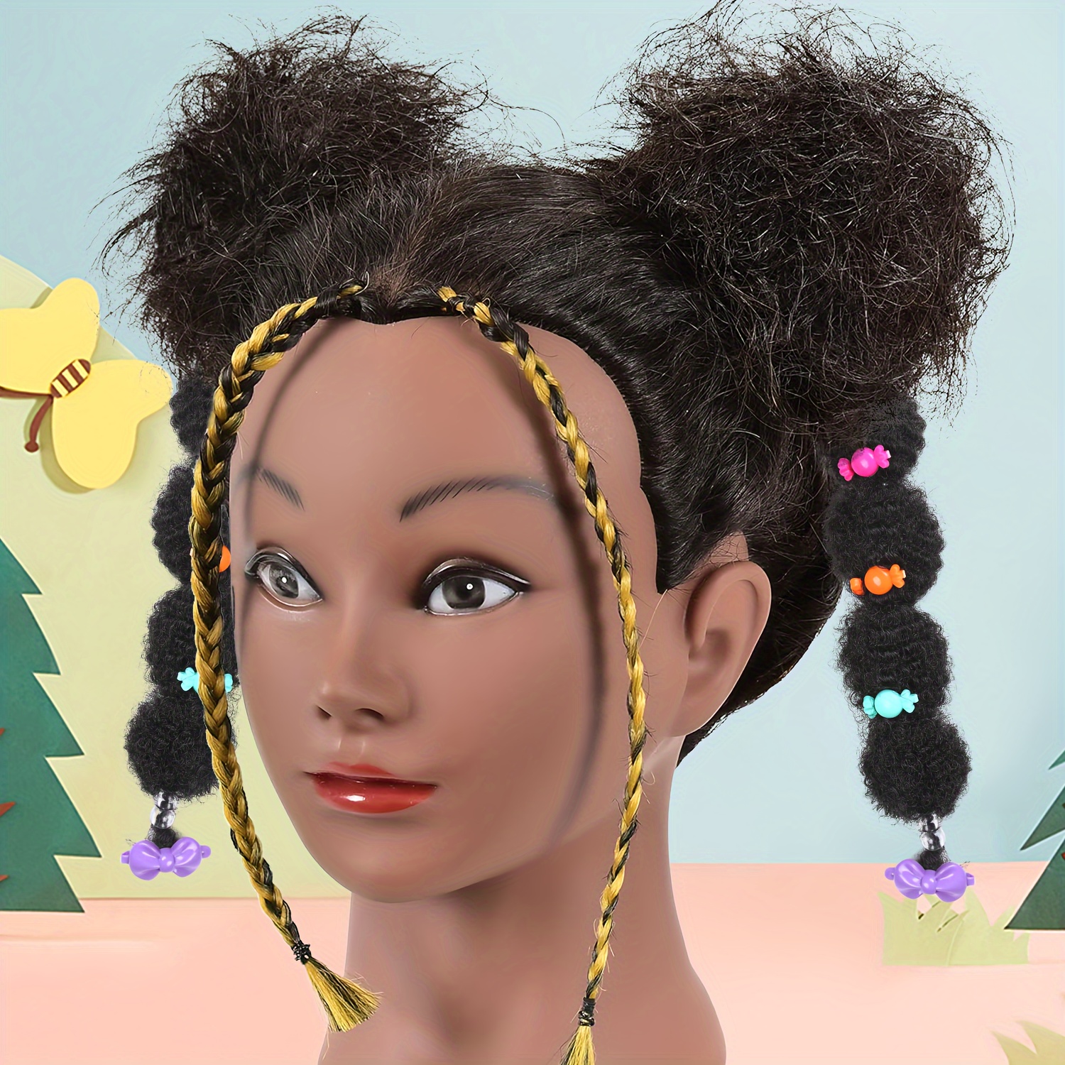 

8-12inch Afro Puff Bubble Ponytail Extension With Hair Ties Black Ponytail Bubble Ponytail Extensions Cute Clip On Afro Puff Kinky Curly Lantern Braid Synthetic Hair Pieces