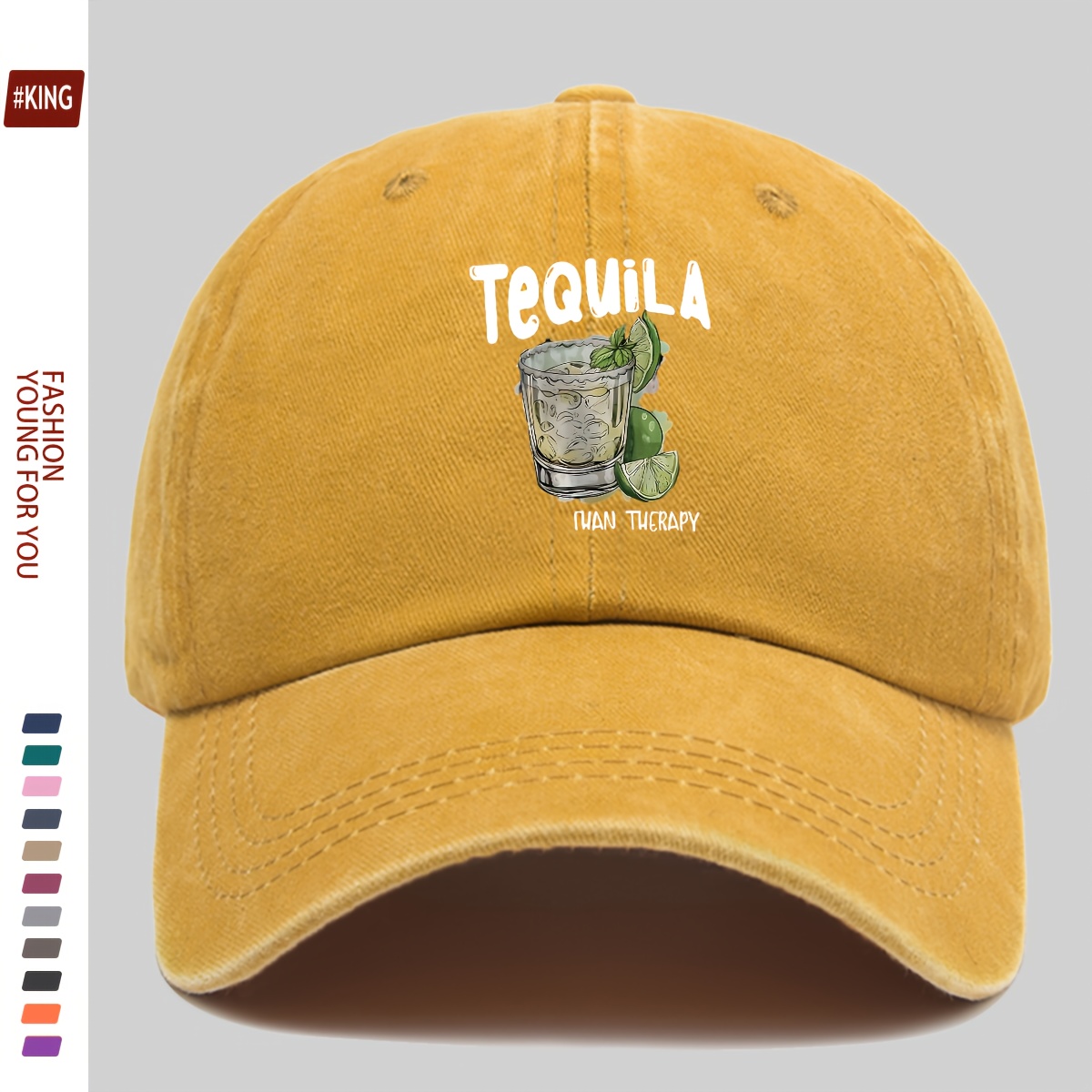 Lightweight Adjustable Baseball Cap with Tequila Cocktail Print