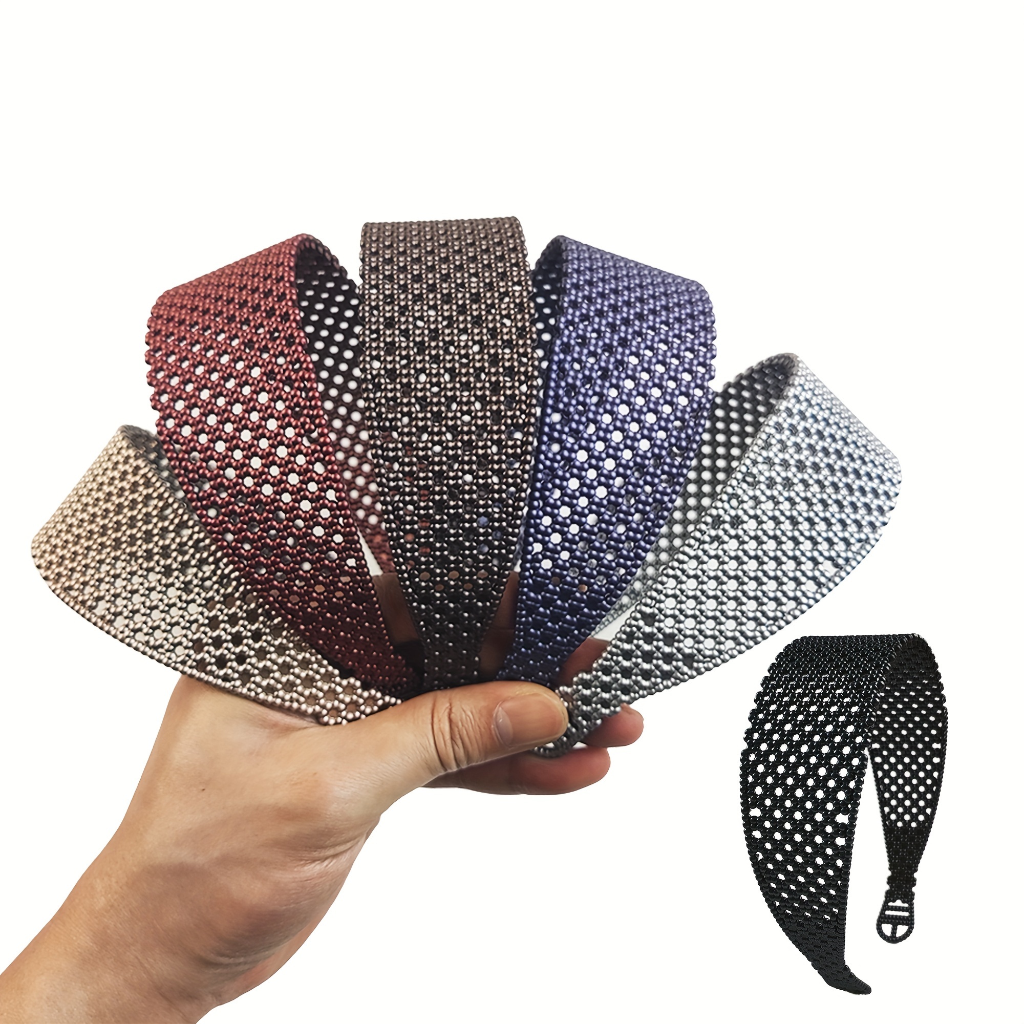 E-shop 6er-Pack Mehrfarbige, breite Haargummis aus Kunststoff, hohle, rutschfeste Stirnbänder, Haargummis für einen einfachen Style, Haar-Accessoires