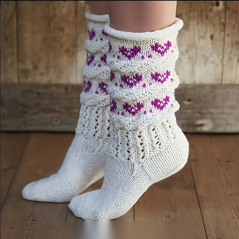 Autumn Winter Jacquard Long Socks Warm Crochet Socks