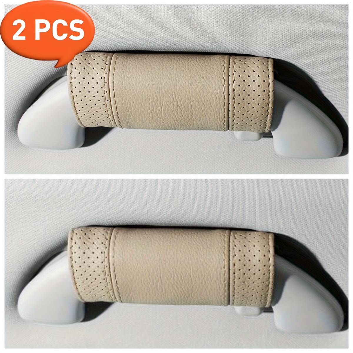 TEMU 2-Pack Autodakhandgreephoezen, PU Leer Interieur Handgrepen, Stijlvol en Duurzaam, Essentiële Auto-accessoires