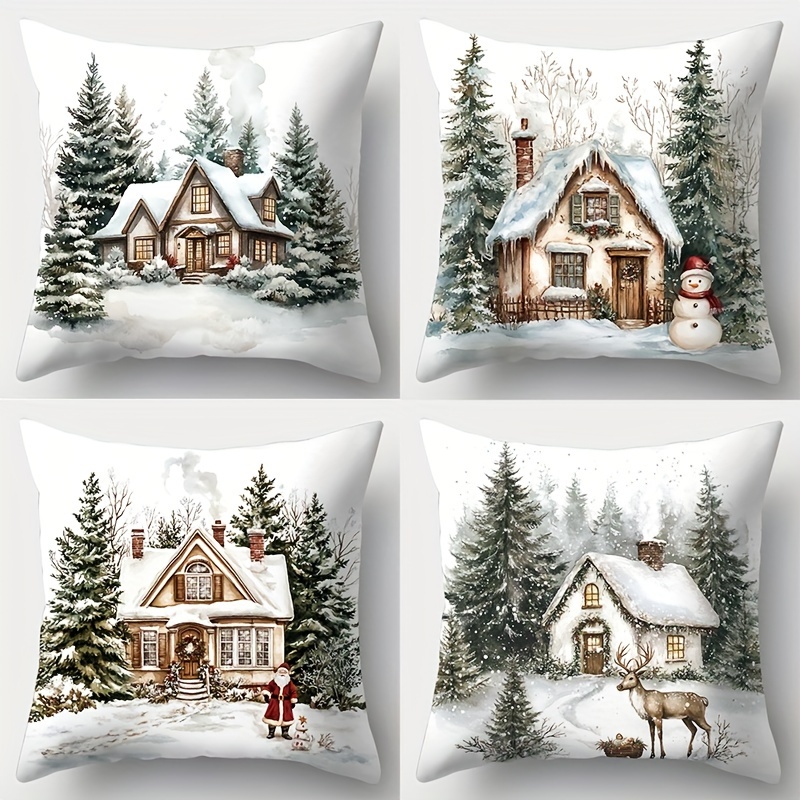 

4pcs, Christmas Theme, Christmas , As Christmas Elk, Christmas Tree, Etc. The Are . The Is Of And Comfortable Touch