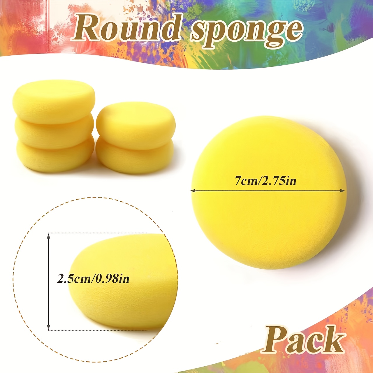 Set of 36pcs Round Sponge Professional Stamp Set, 4 Sizes for Art Projects