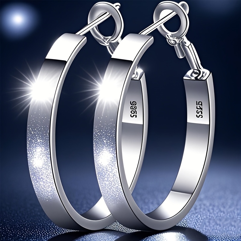 イヤリング TATIANA Silver 925 Emblem Circle One Touch Earrings EC1963 925 Sterling Silver Twisted Rope Double Circle Stud Earrings