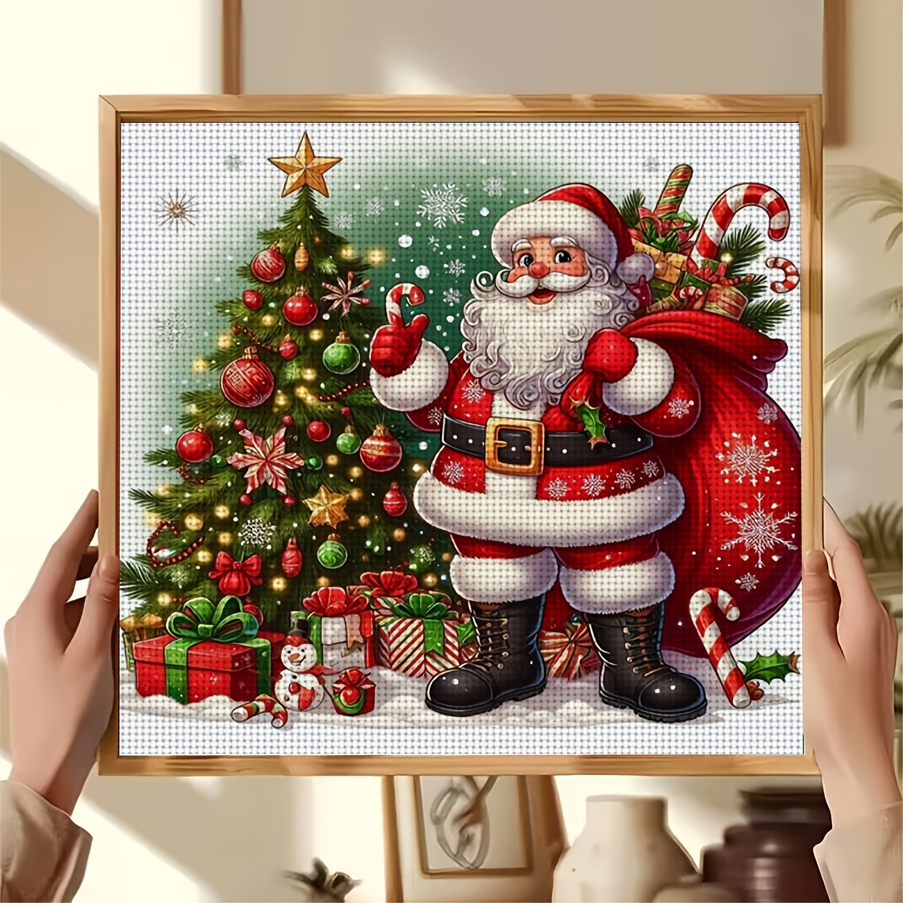 Cross-Stitch Kit Featuring 'Santa Claus And Christmas Tree'