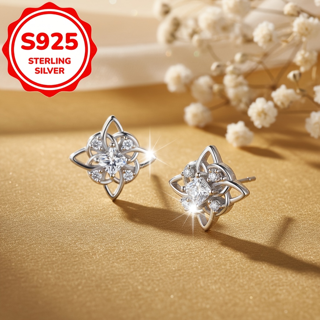 2pcs Women's Celtic Knot Stud Earrings with Synthetic Zircon
