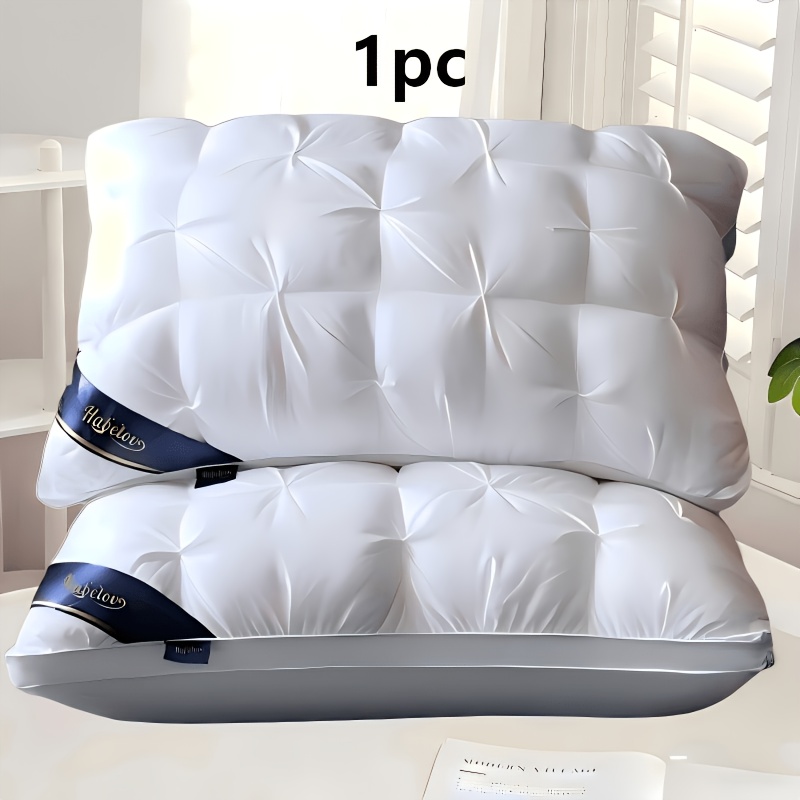 TEMU 1/2pcs High-, Luxurious Hotel , Deep Sleep Neck Support, Non-collapsible High-elastic Pillow Core, Use, White Satin, Sleep-specific Pillow, A