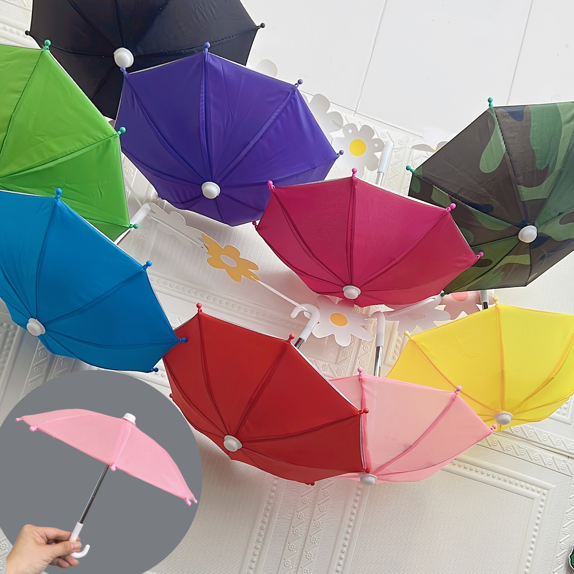 4 Ombrellini Per Telefono Moto: Mini Parasole Sole Per Cellulare, Decorativi Colorati - 3