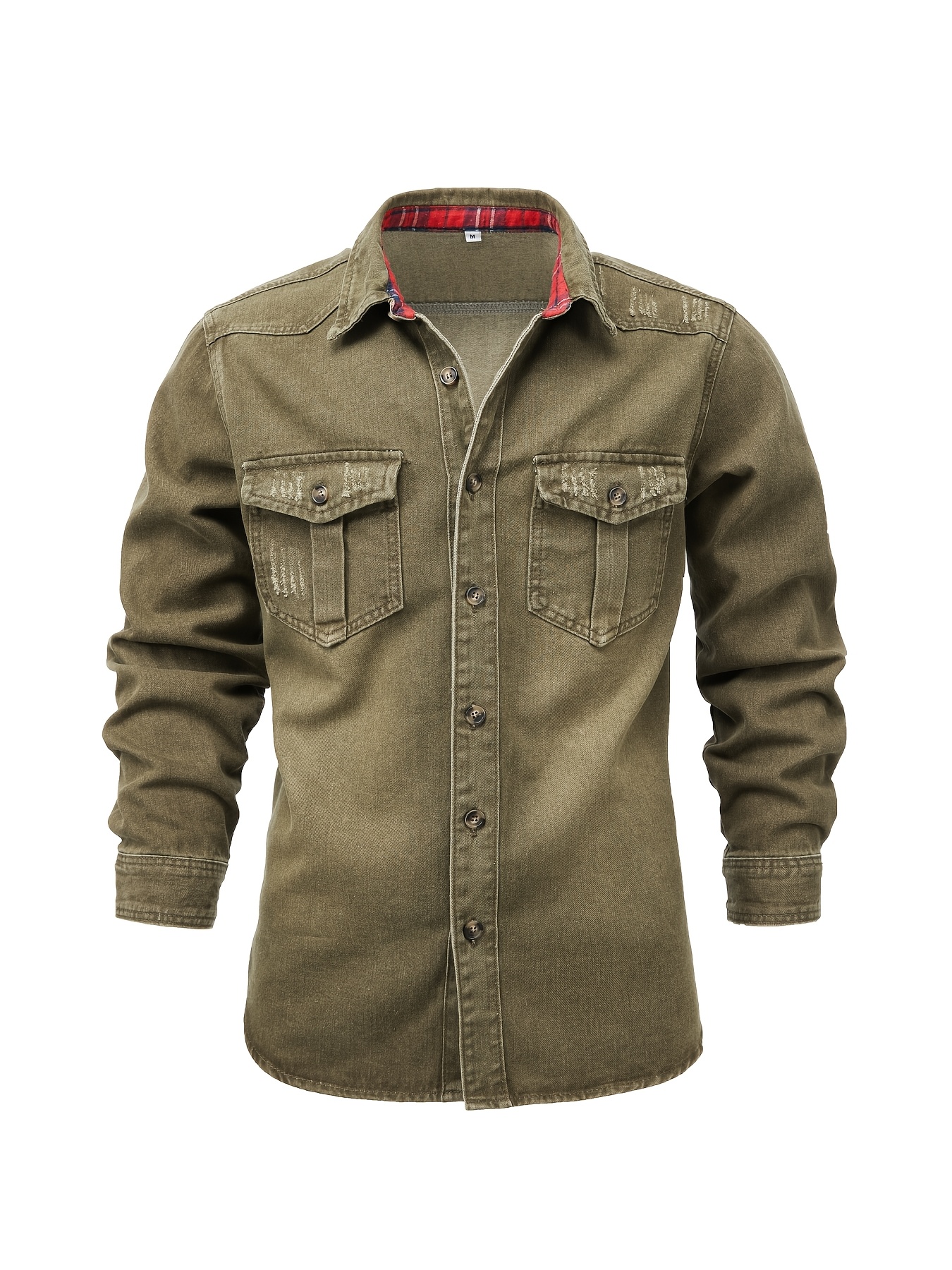New Men'S Jeans Shirt Retro Fashion Streetwear Brand Casual Denim Shirt Men