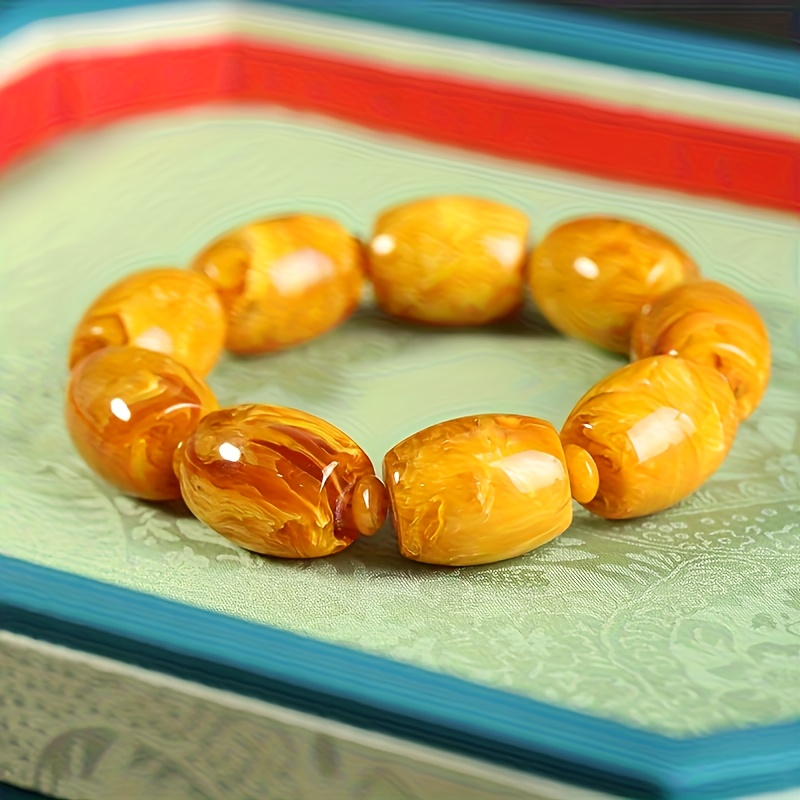 Vintage Resin Bead Bracelet for Men & Women, Intricate Design