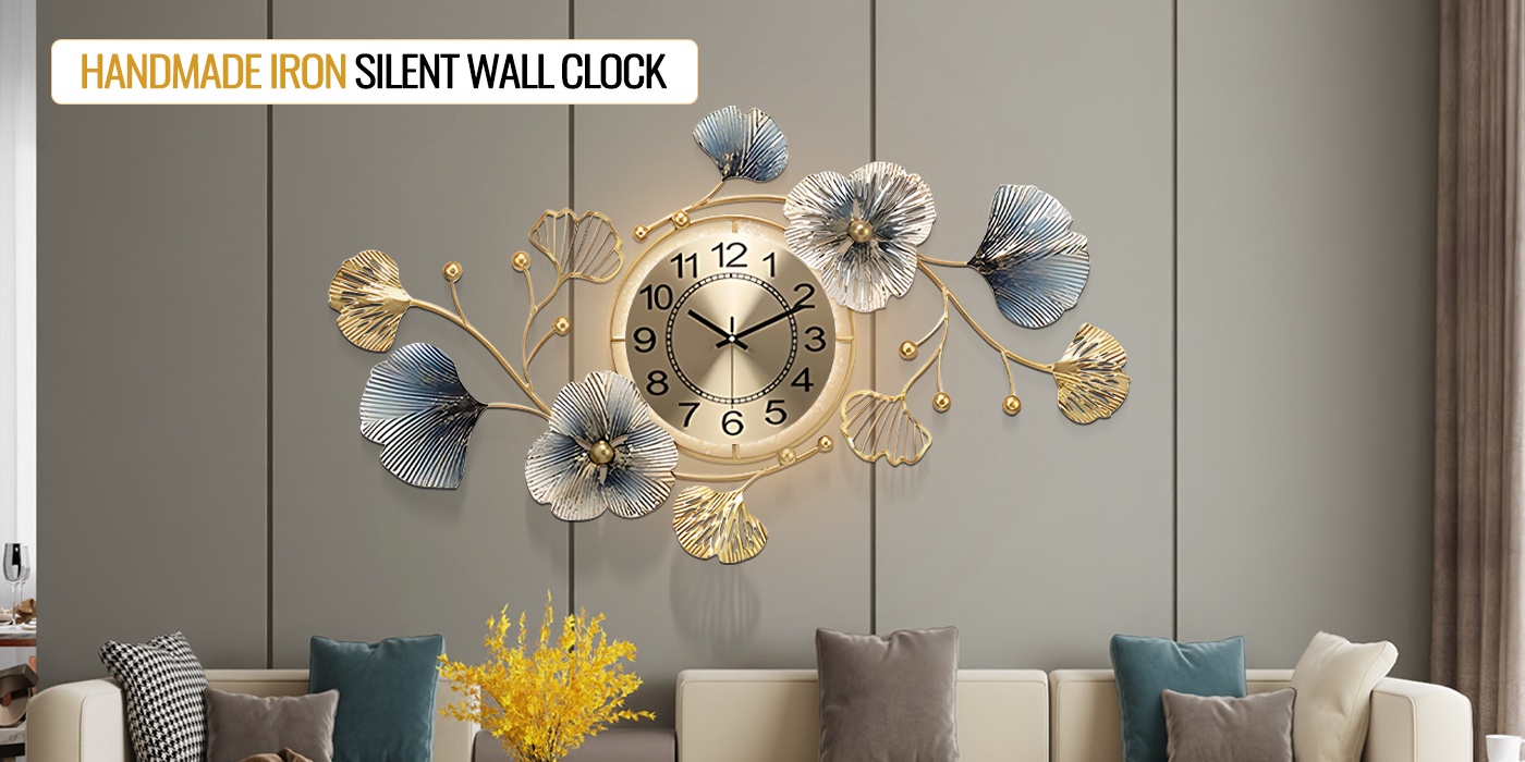 Creative 3D Ginkgo Leaf Wall Clock with LED Light - 33.6" x 20" 10 Creative LED Ginkgo Leaf Wall Clock