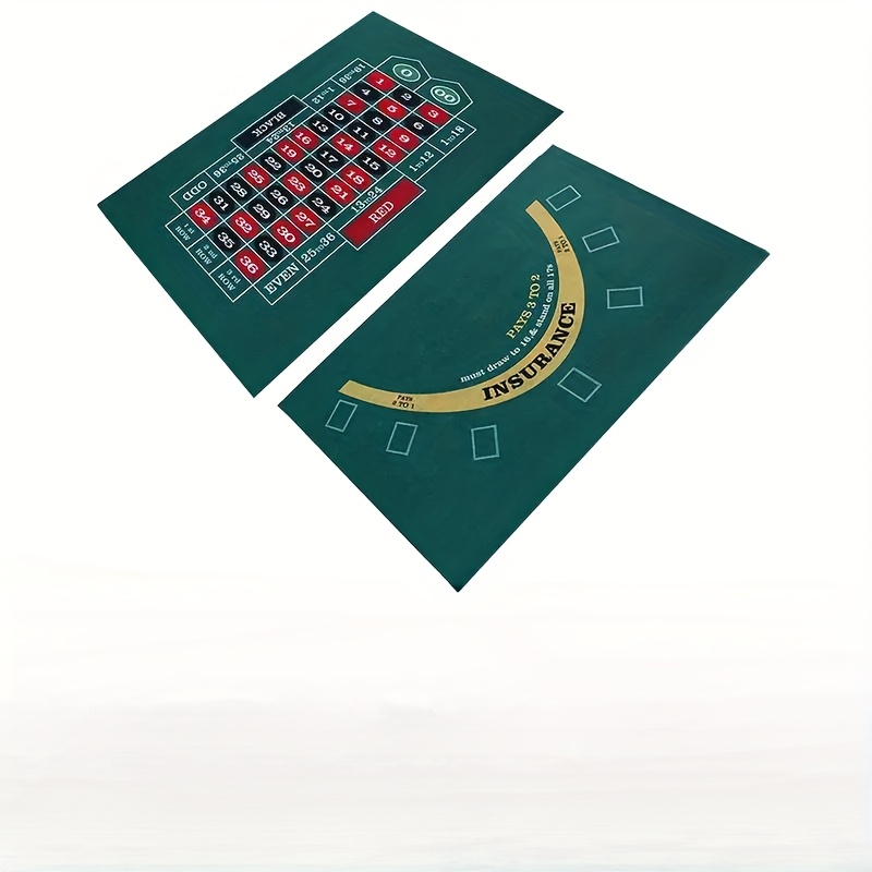 Green Two-Sided Poker Mat Featuring Red And White Design