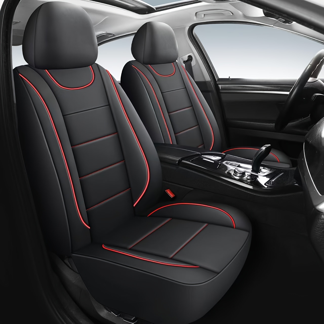 2-seater Faux Leather Universal Car Seat Covers, Fits All Car Seats, Quilted , Details, Minimalist And Elegant, Comfortable, Wear-resistant And Durable, Effectively Protects Original Seats