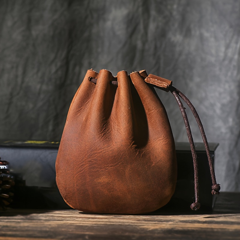 Retro Genuine Leather Coin Purse Unisex Style Head Layer Cowhide Coin Bag