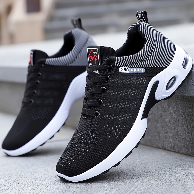 

Men's Breathable Knit Sneakers - Comfortable, Shock-absorbing & Non-slip Lace-up Running , Mid Top, Jogging Walking, Sports Shoes, Movement Style,