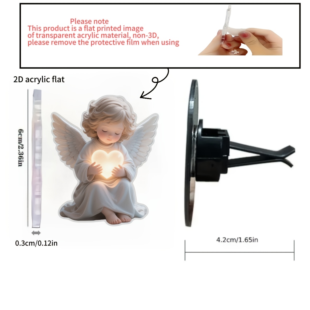 2D Flat, 2Dflat, 2pcs with love angel car air outlet decoration clip, angel theme fashion car interior accessories, fragrance diffuser, perfect holiday gift, fresh air, cute car interior, angel design car decoration, fragrance free, need to DIY