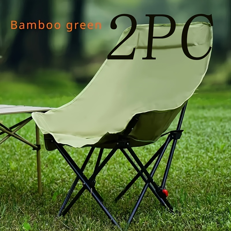 TEMU 2pcs Portable Outdoor Folding Chairs With 3 Adjustable & High Back Support, Stackable Lightweight Camping Chairs For Beach, Fishing, Backyard,