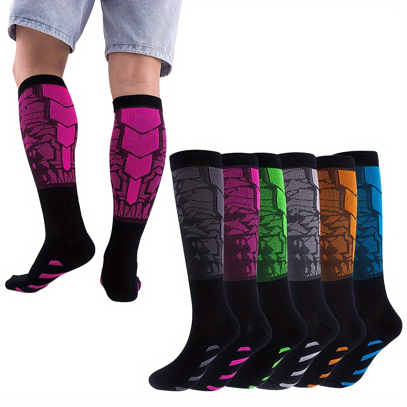 

6 Pairs Men's Over The Calf Stockings Breathable Comfy Socks Casual Socks Compression Socks