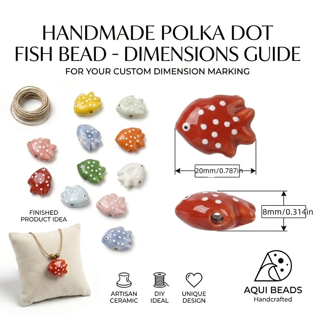 5pcs Hand-Painted Fish-Shaped Ceramic Beads for DIY Crafting