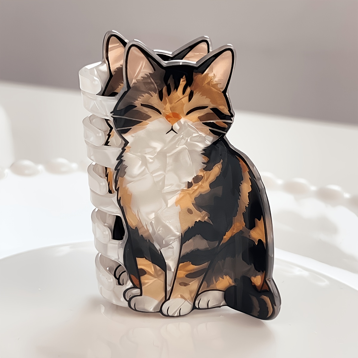 TEMU 1pc Versatile Cat Claw Clip, Acrylic Printed Claw Clip, Cute Cat Hair Accessory, Suitable For Daily Use, Holidays, And Cat Lovers