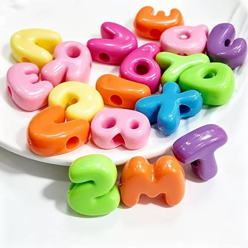 item picture 170pcs colorful acrylic large hole letter beads random mixed color letter beads for jewelry phone chains keychains and decorative beads