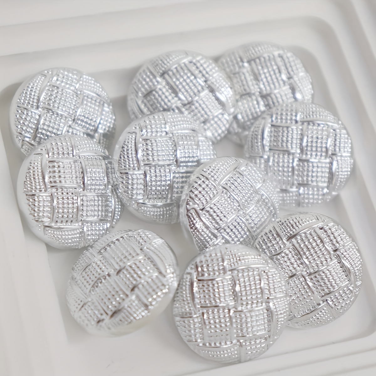 TEMU 10pcs/pack Vintage Mesh Woven Shank Buttons For Windbreaker Jackets, Hand-sewn Denim Buttons, Decorative Buttons
