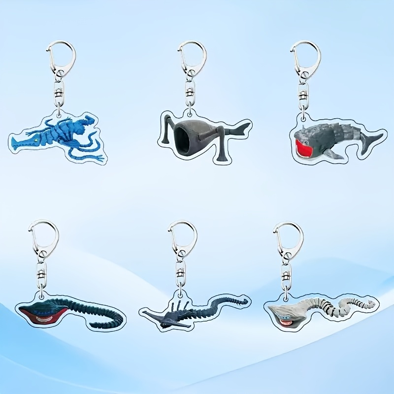 TEMU 2d Flat, 2d Flat Ocean Eater Acrylic Keychain, Deep Sea Expedition , Blue Leviathan Monster, Dynamic Pendant, 2d Flat