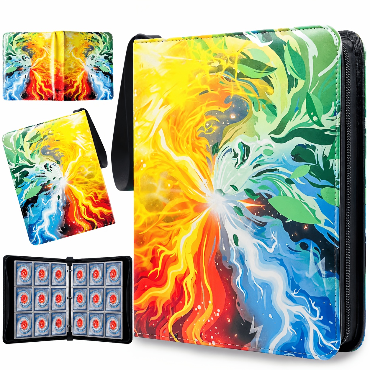 TEMU 900 Pockets Trading Card Binder For Tcg Cards, 9-pocket Portable Card Collector Album Holder Book Fits 900 Cards With 50 Removable Sleeves, Card
