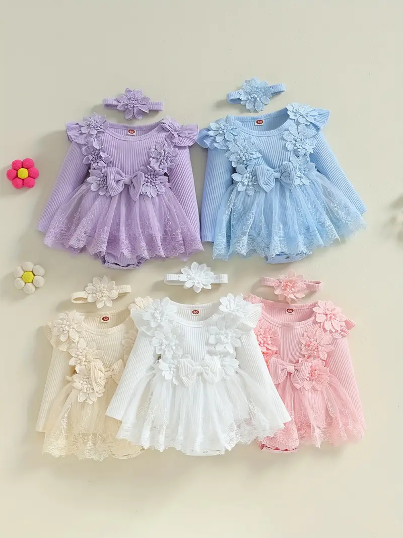 newborn baby girl lace romper dress long sleeve ruffle mesh - Temu newborn baby girl lace romper dress long sleeve ruffle mesh - Temu
