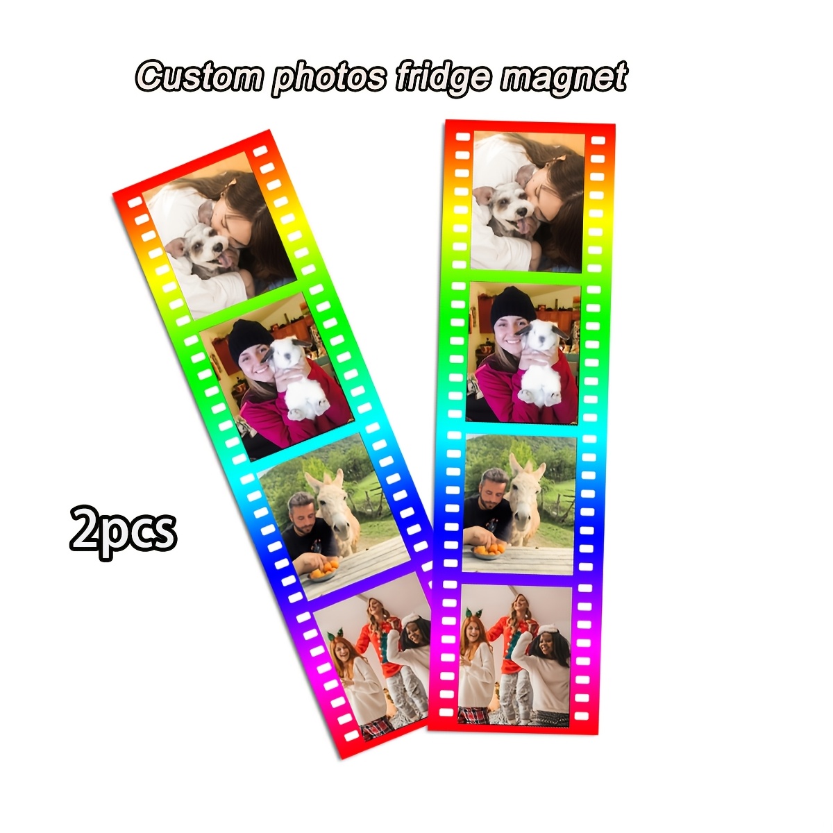 TEMU 1pc/2pcs Custom Film-style Photo Refrigerator Magnets, Print Your Own Photo Custom Soft Magnetic Fridge Magnets, Decor, Kitchen Decor, Party